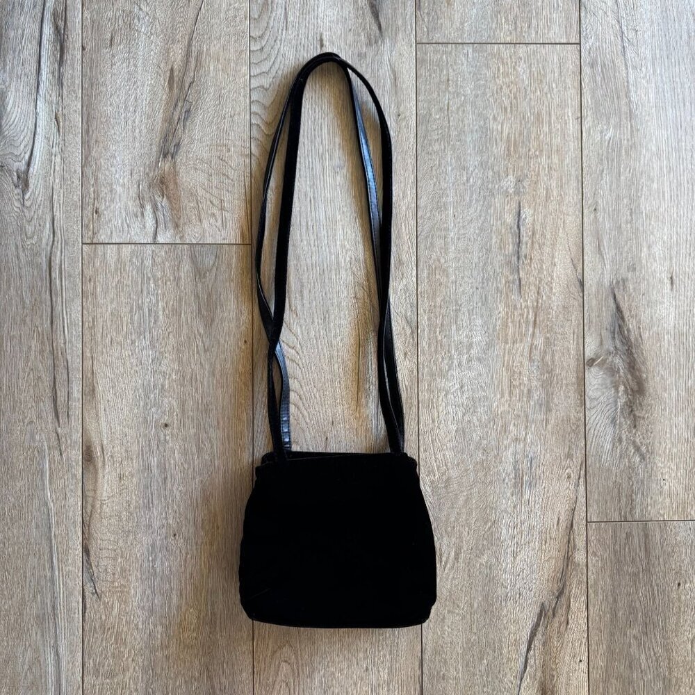 Vintage Nine West Black Velvet Double Shoulder Strap Square Whimsigoth Purse